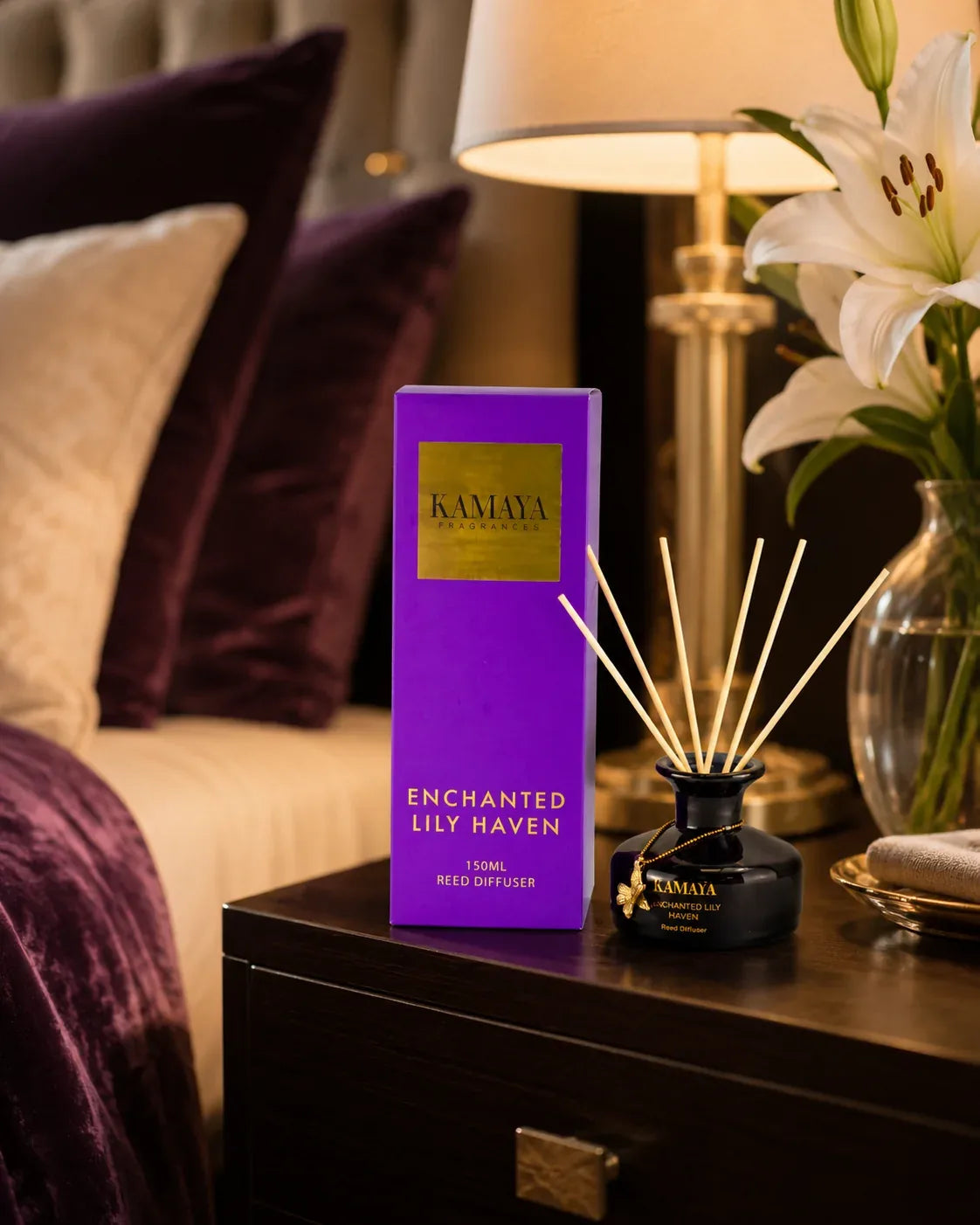 Enchanted Lily Haven Reed Diffuser — styled at home