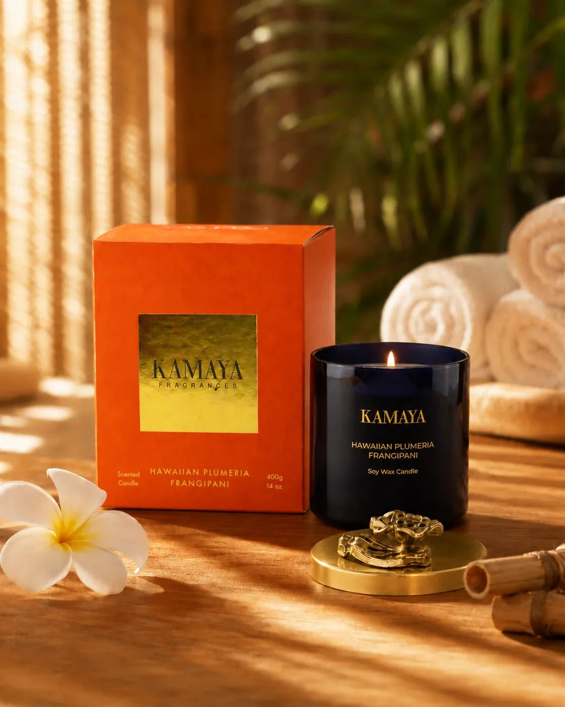 Hawaiian Plumeria Frangipani Scented Candle — styled at home