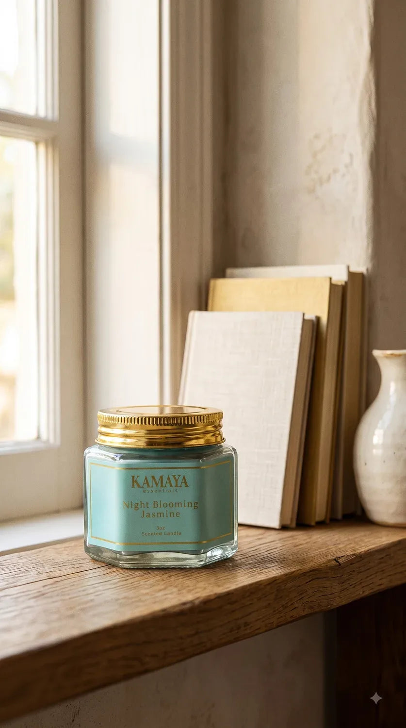 Night Blooming Jasmine Hexagonal Candle — styled at home