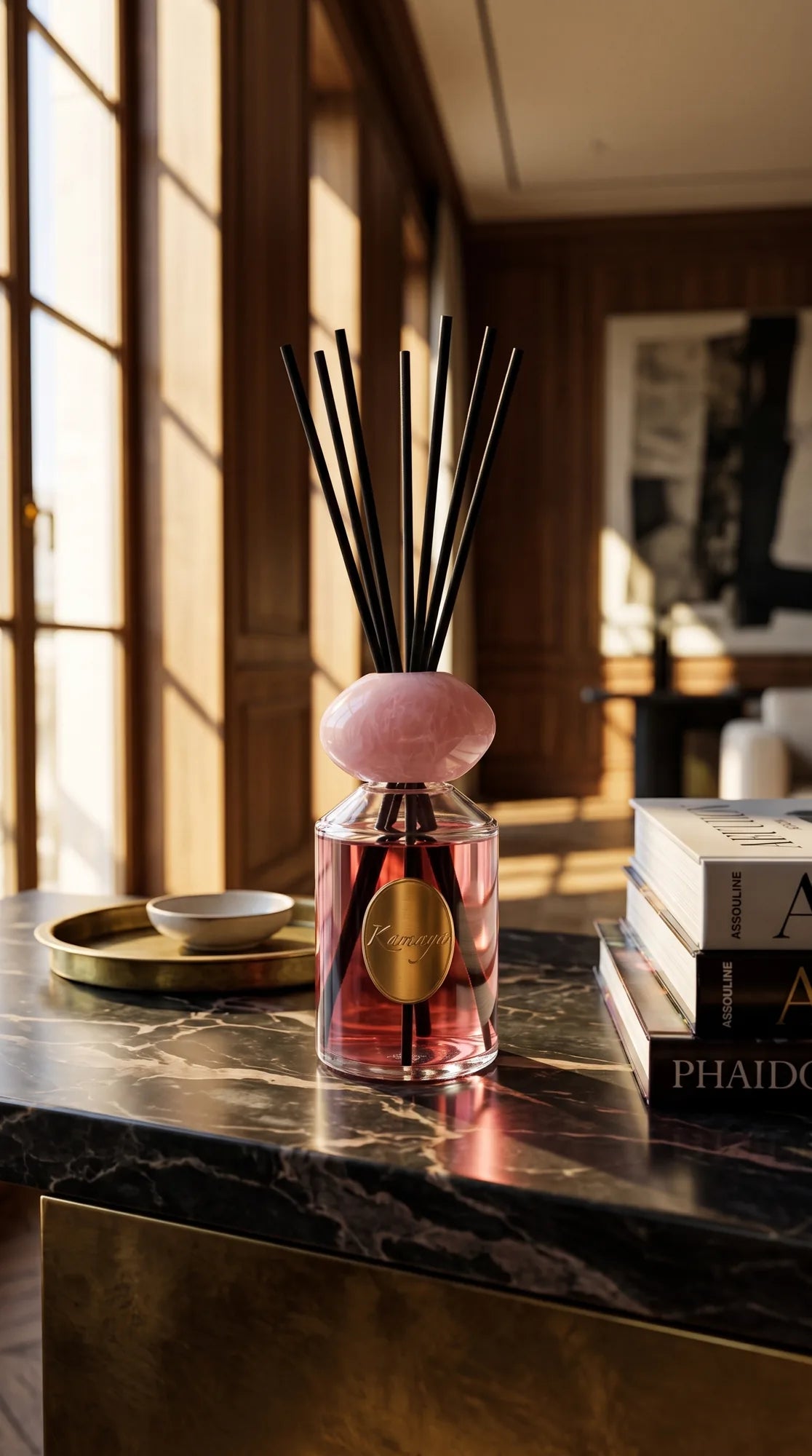 Quartz Rose Reed Diffuser — styled at home