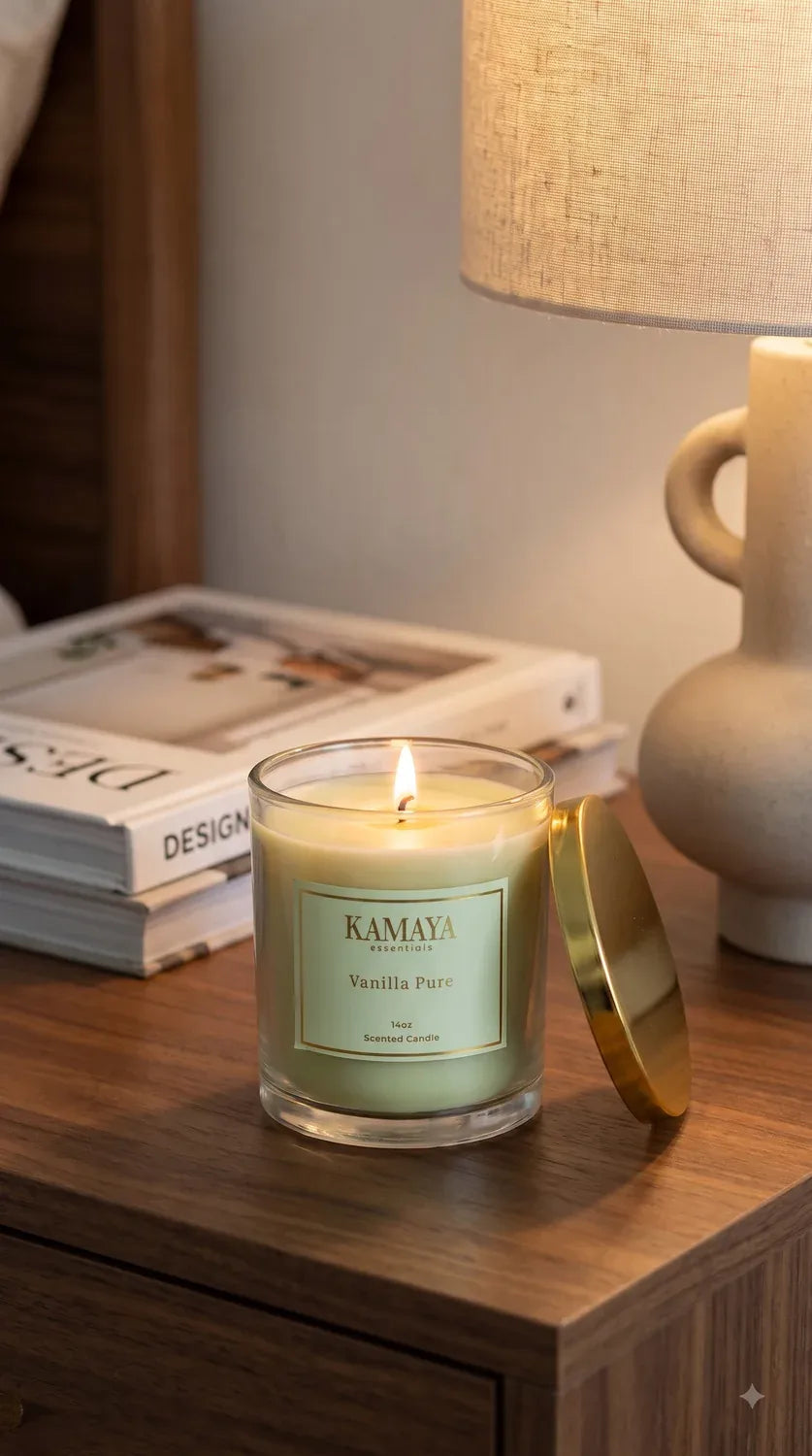 Vanilla Pure Glass Candle — styled at home
