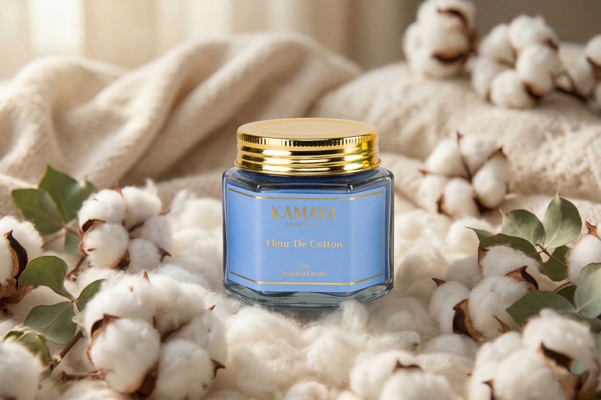 3oz HEXA JAR CANDLE WITH GOLD LID