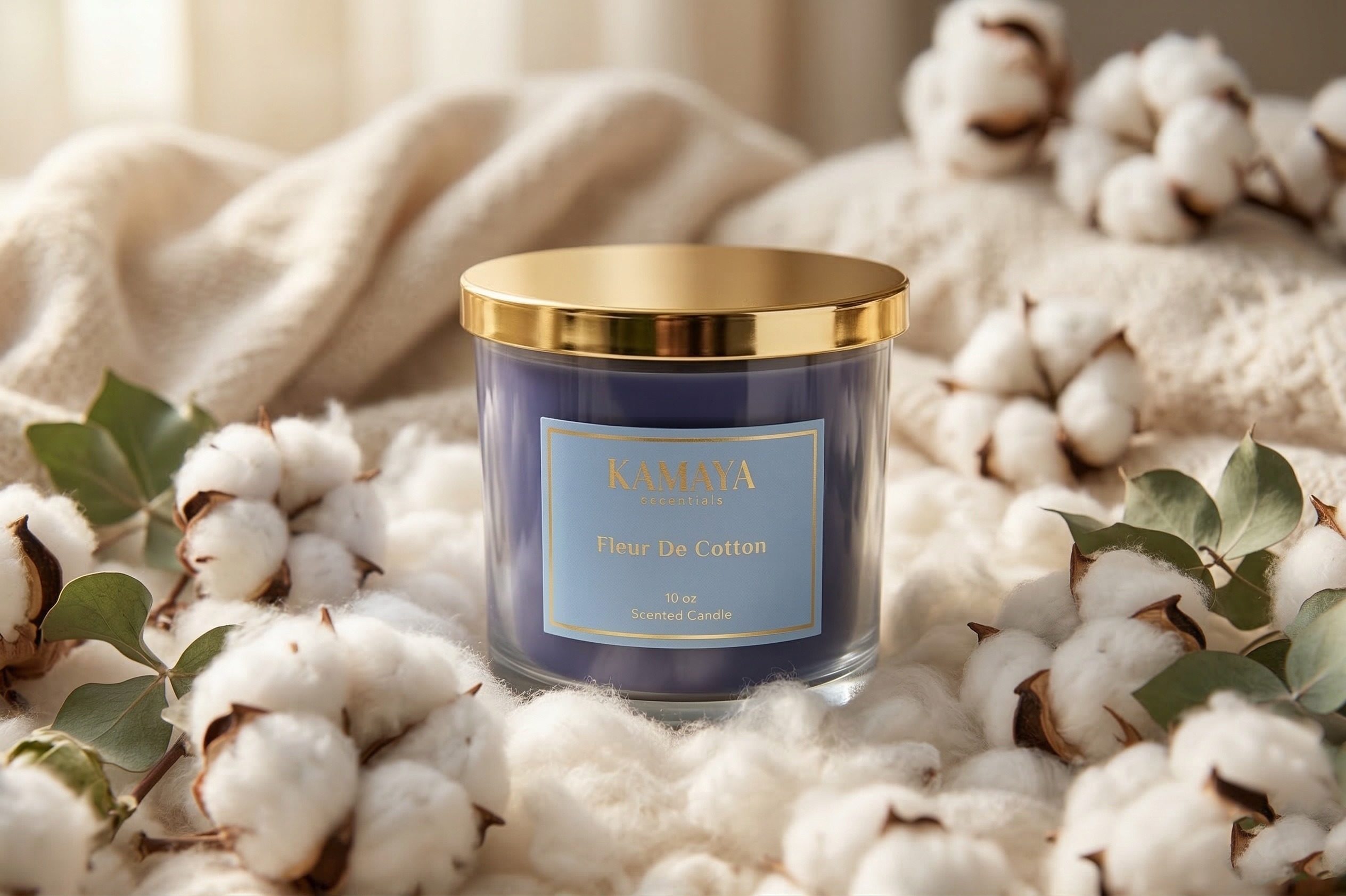 400 gms scented candle with 3 wicks, with golden lid