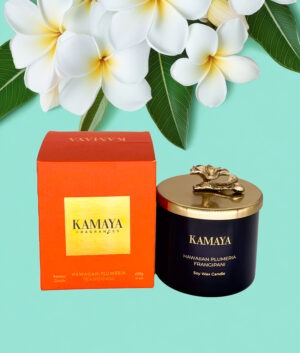 Secented candle 14 oz (400 gms) with gold lid with floral motif