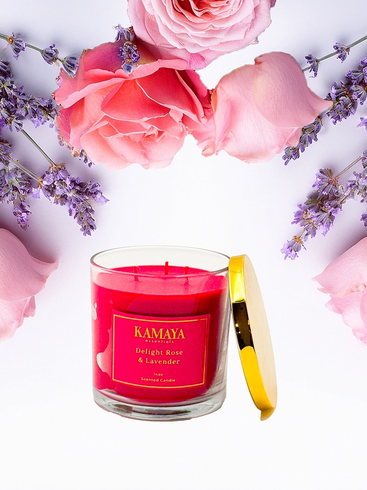 400 gms scented candle with 3 wicks, with golden lid - Image 2