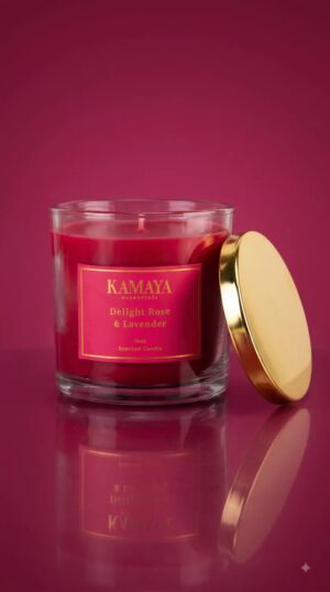 400 gms scented candle with 3 wicks, with golden lid