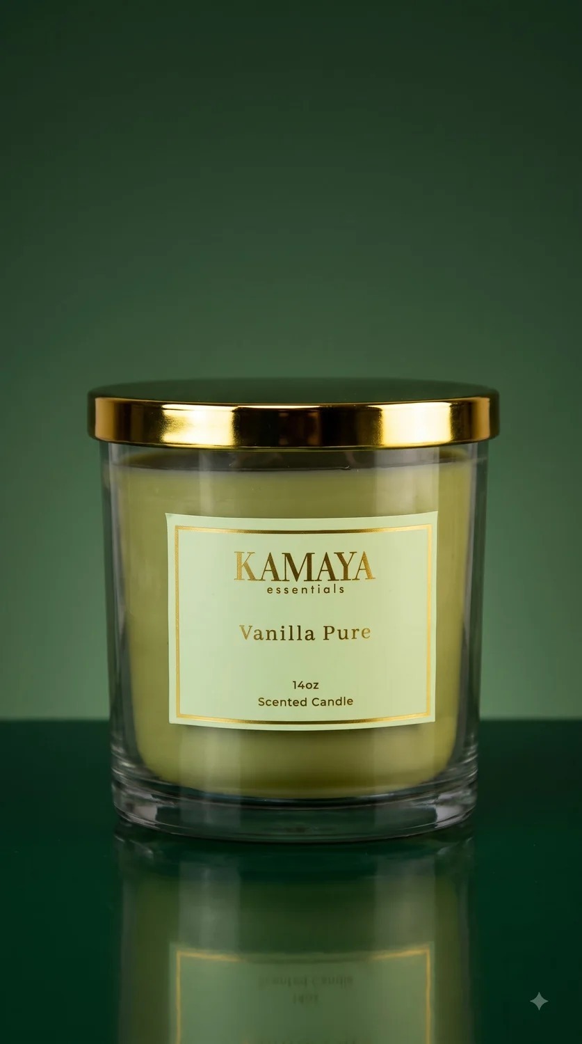 400 gms scented candle with 3 wicks, with golden lid